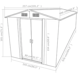 vidaXL Gerätehaus 2,57 x 9,90 m Grau
