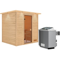 Woodfeeling Sauna Anja Fronteinstieg, 9 kW Saunaofen mit integrierter Steuerung