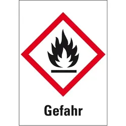 Aufkleber I Gefahrensymbol Flamme GHS 02, Gefahr, Folie, 105x148mm, GHS-Verordnung