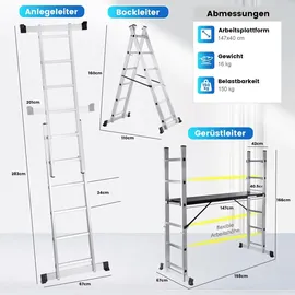 MAXCRAFT Mobile Aluminium Arbeitsbühne / Multifunktionsgerüst