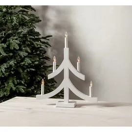 Star Trading Tischlampe, Kerzenleuchter Pagod, 5-flammig, Holz, weiß - Weiß