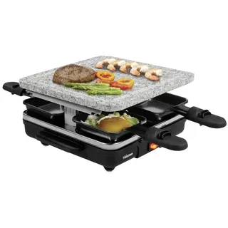 Tristar RA-2745 Raclette Antihaftbeschichtung, Kontrollleuchte, 4 Pfännchen, mit Grillstein Schwarz,