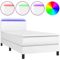 VidaXL Boxspringbett mit Matratze & LED Weiß 100x200 cm