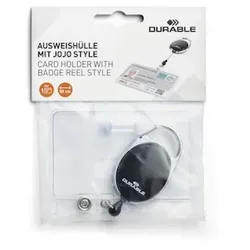 Ausweishülle STYLE, 54x87mm, schwarz/silber, 890701, Jojo mit Karabiner