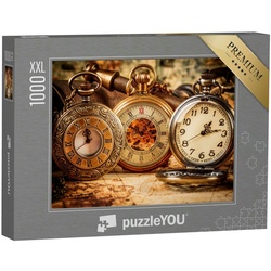 puzzleYOU Puzzle Puzzle 1000 Teile XXL „Taschenuhr mit römisch und arab. Ziffernblatt“, 1000 Puzzleteile, puzzleYOU-Kollektionen Uhren