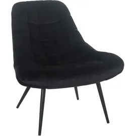 SalesFever Relaxsessel Toulon Samt 76 x 85,6 x 85,6 cm Schwarz mit Kissen