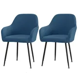 CLGTY Stuhlhussen Mit Armlehne Stretch, Weich Stuhlhussen Abnehmbar Bürostuhl Bezug Waschbar Hussen Für Stühle Für Esszimmer-blau-A-2 Stück