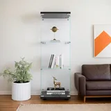 Stand-Vitrine aus Glas, 42 x 36 x 125 cm, Aufbewahrungsschrank aus Glas mit 3 Regalen, 1 abschließbare Tür, Ausstellungsvitrine, Sammlervitrine, für Wohnzimmer (Schwarz/42 x 36 x 125 cm)