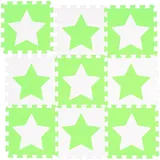 Relaxdays Puzzlematte Sterne Weiß-grün