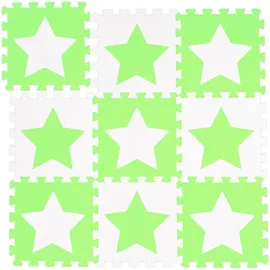 Relaxdays Puzzlematte Sterne Weiß-grün