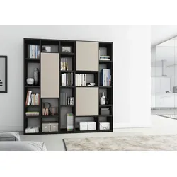 Standregal FIF MÖBEL "TORO 540-3", braun (schwarzbraun, beige matt), Regale, Breite 214 cm