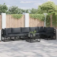 vidaXL Garten-Lounge-Set 7-tlg. schwarz Aluminium