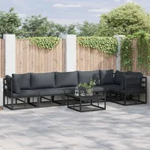 vidaXL Garten-Lounge-Set 7-tlg. schwarz Aluminium