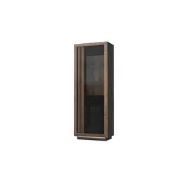 Forte Vitrine Savona 73,3 x 42 x 197 cm Schwarz/Edeleiche Holzdekor/Schwarz Hochglanz