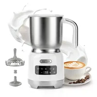 Hazel Quinn Milchaufschäumer elektrisch 5-in-1 mit 4 Temperaturstufen (45-65°C + kalt), 400 ml für heißen & kalten Milchschaum, Milch erwärmen, heiße Schokolade, Edelstahl 304, spülmaschinenfest, Weiß