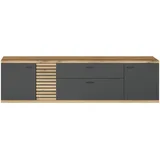 trendteam smart living - Norris - TV-Schrank - Anthrazit/Evoke Eiche - TV-Lowboard 5 Fächer und 1 Schublade - (BxHxT) 202 x 55 x 42 cm - Soft-Close- und Vollauszug-Funktion