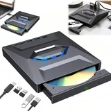 7-in-1 Externes Blu-Ray-Laufwerk, USB 3.0/Type-C Tragbarer BD/DVD/CD-Brenner, Lesegerät mit USB-Hub, SD/TF-Kartenleser, 6 x Blu-ray-Laufwerk für Laptop, Desktop-PC (schwarz)