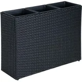 Pflanzkübel Rattan Blumentopf Set Schwarz