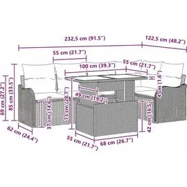 vidaXL Garten-sofa-set 6-tlg. Beige