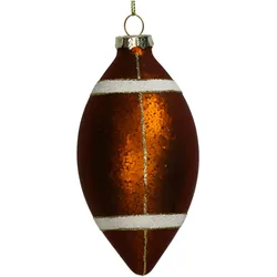 Christbaumschmuck 13cm Glas Football Figur Handbemalt & mit Glitzer Weihnachtsbaum Anhänger Weihnachten Weihnachtsbaumschmuck Sport Rugby Ball Braun