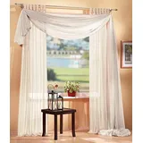 Gardinen Set, 2 x Schlaufenschal Voile, transparent, 245x140, Creme, 1 x Voile Querbehang, Freihanddeko, 140x600, Creme, 61000560