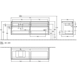 Villeroy & Boch Waschtischunterschrank 4 Auszüge 160 x 54,8 x 50 cm Schwarz