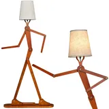 Goplus 160 cm Stehlampe, aus Holz, Standleuchte mit verstellbaren Gelenken, mit USB-Ladeanschlüsse, Lampenfassung E27, Stehleuchte für Wohnzimmer, Schlafzimmer