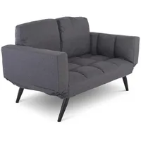 Raburg Schlafsofa 2-Sitzer, klappbare Gästebett-Funktion, Armlehnen, Stoff, Ayla, bequeme Liegefläche: 190 cm breit x 76 cm tief grau