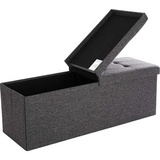 Songmics Sitztruhen faltbar 120 L Stauraum 110x38x38cm bis 300kg Halbdeckel, - L110 cm