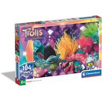 CLEMENTONI 20191 Brilliant Trolls 3-Puzzle 104 Teile Ab 6 Jahren, Buntes Kinderpuzzle Mit Besonderer Leuchtkraft & Farbintensität, Geschicklichkeitsspiel Für Kinder