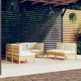 vidaXL Garten-Lounge-Set 6-tlg. creme Kiefer