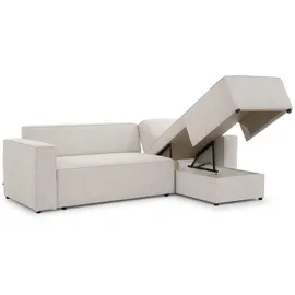 Fun Möbel Ecksofa Schlafsofa Waldo Stoff Brooklyn Pearl Ottomane rechts, 260x173 cm, Wohnzimmer, Sofas & Couches, Wohnlandschaften, Ecksofas