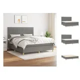 vidaXL Boxspringbett mit Matratze Dunkelgrau 160x200 cm Stoff