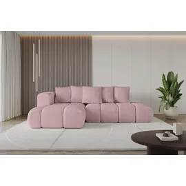 altdecor Ecksofa Cord mit Schlaffunktion 2-Sitzer Rosa