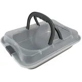 INTIRILIFE Backblech mit Abdeckhaube zum Transportieren in Silber - Außen 37.1 x 25 x 9 cm - Innen 31 x 21 x 5.5 cm - ca 2.6 Liter Füllmenge - Rechteckiger Behälter Antihaft Kuchen Box mit Tragegriff