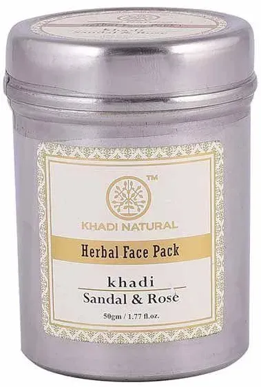 Natürliche Gesichtsmaske mit Sandelholz und Rose: für strahlende Haut (50 g), Sandale & Rose Kräuter-Gesichtspackung, Khadi Natural