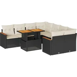 vidaXL Garten-Lounge-Set 9-tlg. schwarz