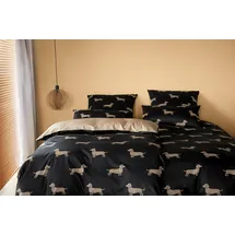 ELEGANTE Dogs Tiere Schwarz/Beige 155 x 220 cm + 80 x 80 cm