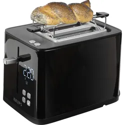 KRUPS Toaster "KH6418 Smart'n Light", schwarz (hochglanz, schwarz), B:28,5cm H:18,7cm T:18cm, Toaster, Digitaldisplay, 7 Bräunungsstufen, automatische Zentrierung des Brots, Toaster