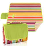 Ninonly wasserdichte Picknickdecke, 200 x 200 cm, Strandmatte, Sandschutz, groß, tragbar, mit Griff, für Wandern, Reisen, Garten, Orange