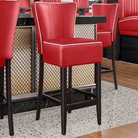 GGM Möbel 2er-Set Diner Barhocker | Leder | Rot | American Barhocker, American Diner Barhocker