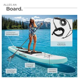 Tectake tectake® Stand-Up Paddle Board, 2in1, aus Drop-Stitch Material, Belastbarkeit 200 kg, 288 x 77 x 22,5 cm