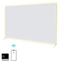 SHX Premium Infrarot Heizung mit WIFI 1200W, 15-22 qm, Decken- oder Wandmontage, Standgerät, dimmbare Ambiente Beleuchtung, Fernbedienung, Fenstererkennung, LED Display, Carbon Crystal PET Oberfläche