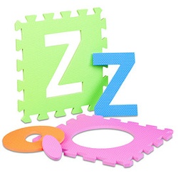 relaxdays Puzzlematte ABC & Zahlen mehrfarbig 31,5 x 31,5 cm