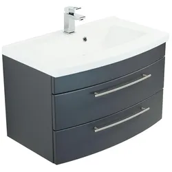 Posseik Badmöbel Waschtisch Luna 80 mit runder Front anthrazit seidenglanz