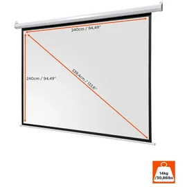 Celexon basic Motor-Leinwand 135" | 240x240 cm 1:1 | elektrische Full-HD 4K Beamer-Leinwand für Heimkino oder Büro-Präsentationen | geeigent zur Deckenmontage oder Wandmontage | inkl. Fernbedienung