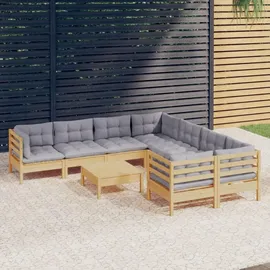 vidaXL Garten-Lounge-Set 9-tlg. grau Kiefernholz