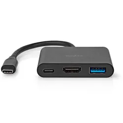 Nedis USB Multi-Port-Adapter USB 3.2 Gen 1 - USB-CTM Stecker, HDMITM Ausgang, USB-A Buchse, USB-CTM Buchse, 5 Gbps, schwarz