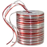 PRÄSENT Raffia Pearl-Multicolour Bastband rot/Silber/Bordeaux, 50 m metallic Dekoband, Verzieren & Basteln, Geschenkband für feierliche Anlässe