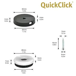 WAGNER QuickClick® Filzgleiter robust NATURAL - zum Schrauben, 4x Basis & Schraube & Einsatz Ø 30 mm, DE Ware - 15785300